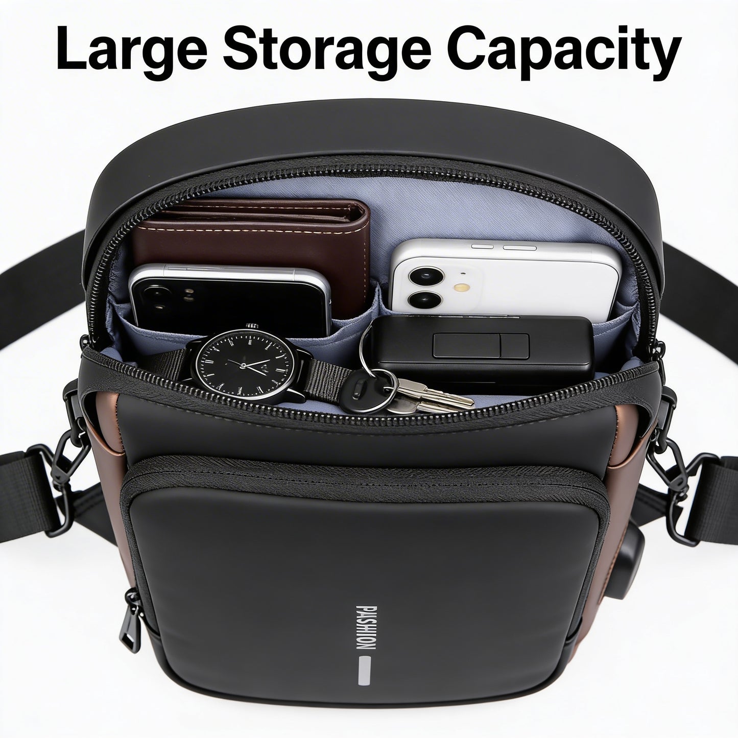 Anti-Theft Cross Body Bag With USB Charging (Cable Included)