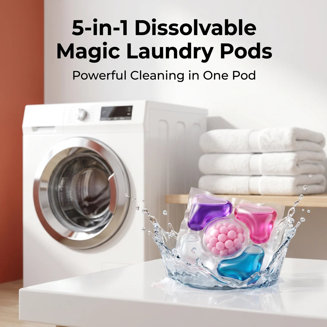 5-in-1 Dissolvable Magic Laundry Pods – No Mess, Deep Clean Wash