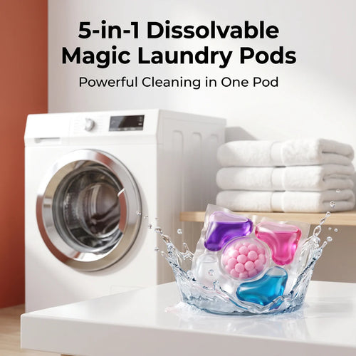 5-in-1 Dissolvable Magic Laundry Pods – No Mess, Deep Clean Wash