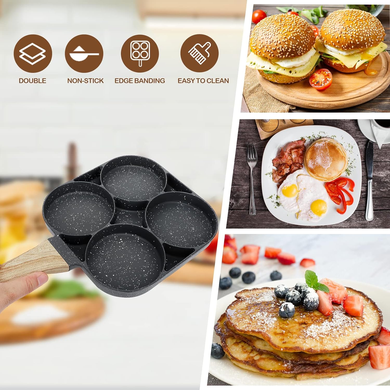 4-Hole Non-Stick Frying Pan (Premium Quality)