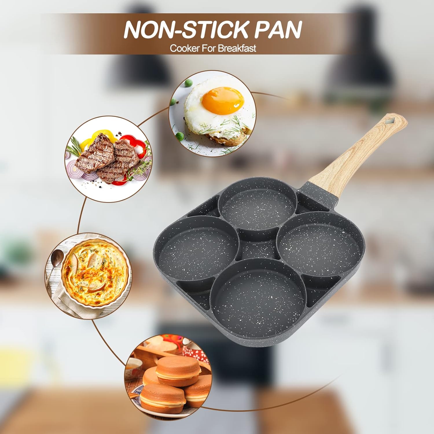 4-Hole Non-Stick Frying Pan (Premium Quality)