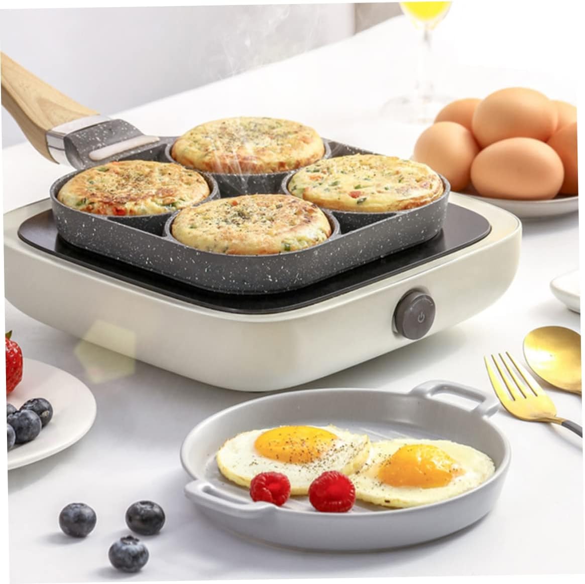 4-Hole Non-Stick Frying Pan (Premium Quality)